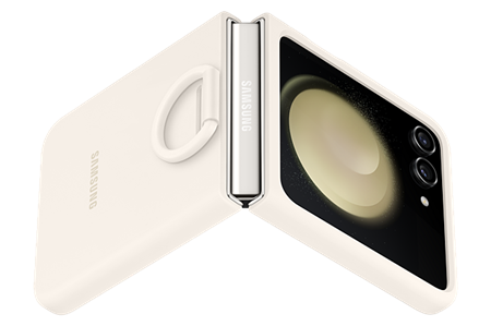 Funda de Silicona con Anillo Samsung Galaxy Z Flip5 Cream 