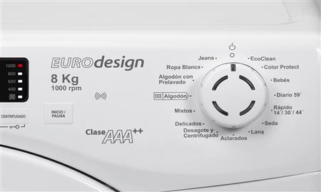 Lavarropas Longvie Eurodesing  Sensitive Touch 8kg Blanco 